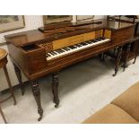 A John Broadwood & Sons mahogany cased square piano on turned and ringed legs to brass caps and