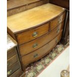 A 19th Century mahogany bow fronted chest of two short over two long drawers on splayed bracket