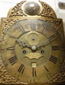 An 18th Century oak cased long case clock, the eight day movement with brass arch dial,