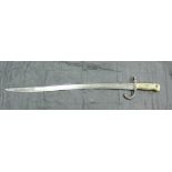 A 19th Century French Saint Etienne 1866 model bayonet with brass handle and shaped blade dated