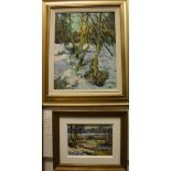 EDGARS VINTERS "Winter woods", oil on board, signed and dated lower right,