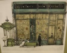AFTER RICHARD BEER (b. 1928-) "Cappelleria Dante Barbetti", colour etching, limited edition No'd.