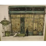 AFTER RICHARD BEER (b. 1928-) "Cappelleria Dante Barbetti", colour etching, limited edition No'd.