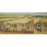 MUGHAL SCHOOL "Procession of Sha Jahan outside a fort",