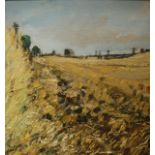 IAN BOYTER "Stubble fields Fife", oil on board, signed and dated '86 lower left,