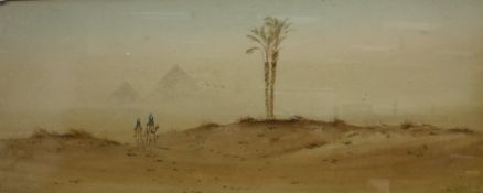 ENGLISH SCHOOL "Pyramids", watercolour, indistinctly signed lower right,
