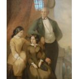 19TH CENTURY ENGLISH SCHOOL "Mother, father and daughter", a family portrait,