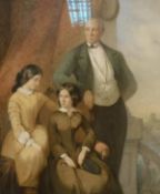 19TH CENTURY ENGLISH SCHOOL "Mother, father and daughter", a family portrait,