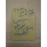 A card inscribed "To Gordon All the best from The Beatles, Paul McCartney, John Lennon,