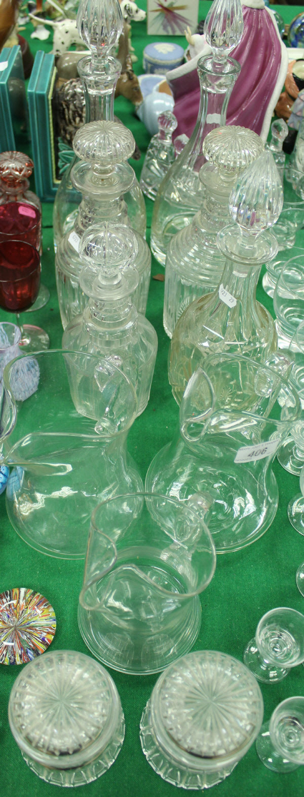 A pair of 19th Century cut glass mallet shaped decanters and stoppers,
