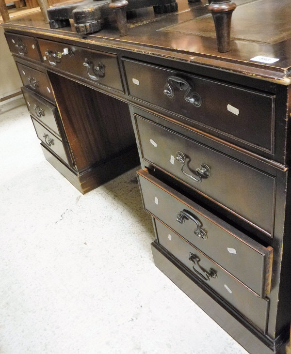 A mahogany twin pedestal partners desk, - Image 2 of 3