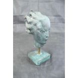 A verdigris patinated bronze head study in the Classical manner