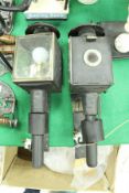 A pair of wall mounted coach lamps (converted to electricity)
