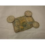 A box containing assorted Coins of the Realm, various bank notes,