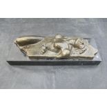 AFTER SETH VANDABLE "Recumbent female nude", on a black marble base,