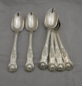 A set of six Victorian silver King's pattern dessert spoons (by Philip Weekes, Dublin 1841),