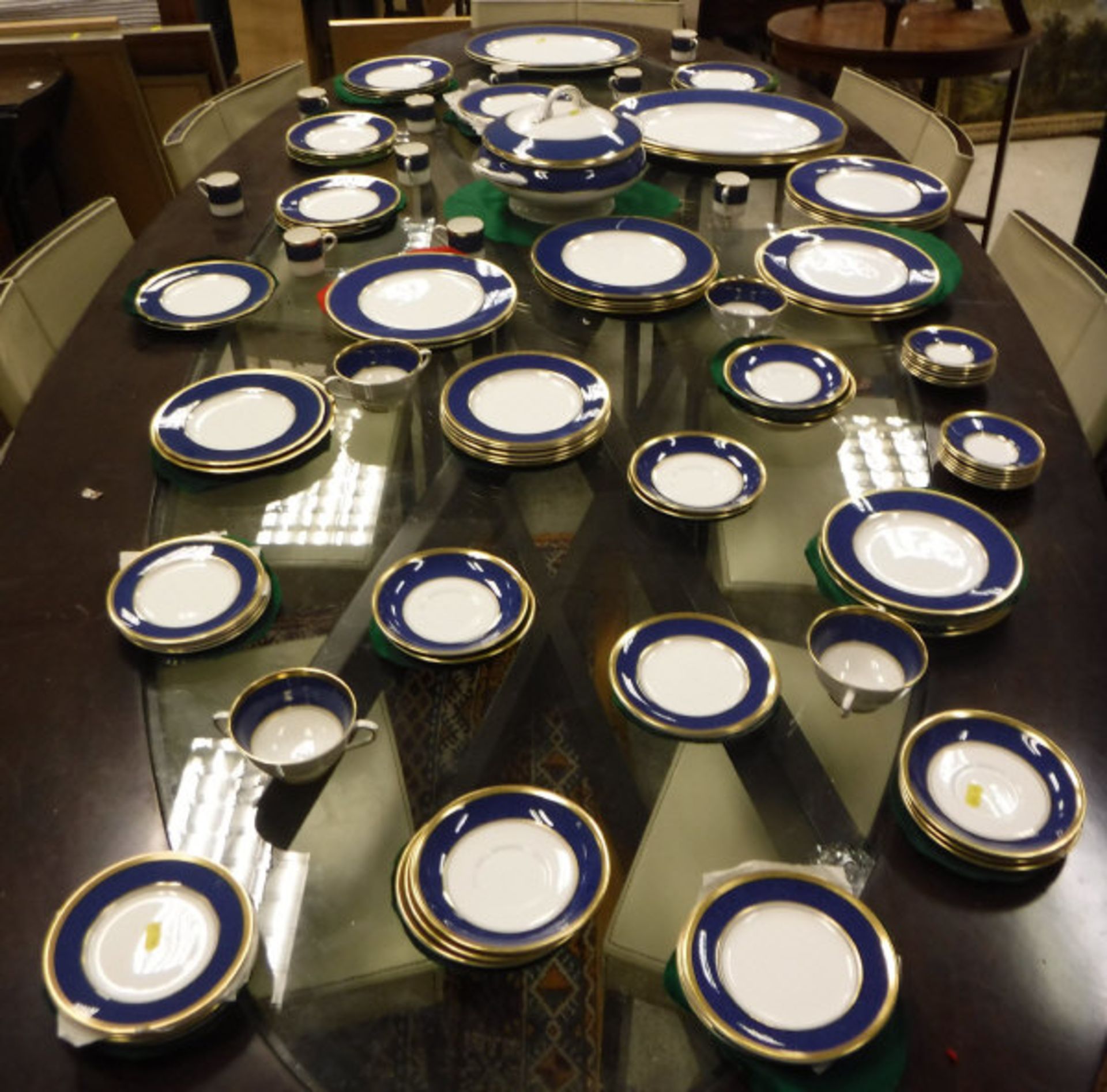 A Coalport "Athlone Blue" pattern dinner service (approx 110 pieces)