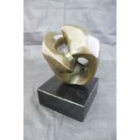 IN THE MANNER OF HENRY MOORE "Abstract form", a verdigris patinated bronze study, unsigned,