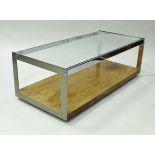 A Richard Young for Merrow Associates chrome framed coffee table of rectangular form with glass