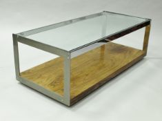 A Richard Young for Merrow Associates chrome framed coffee table of rectangular form with glass