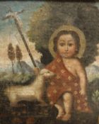 LATE 19TH CENTURY CUZCO SCHOOL "Saint Christopher" oil on canvas unsigned