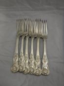 A set of three Victorian silver King's pattern with harebell decoration table forks (by William