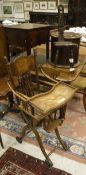A circa 1900 Hungarian ash and beech metamorphic high chair together with a 19th Century oak and