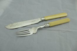 A set of Victorian silver bladed fish knives and forks,