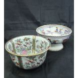 A late Victorian chinoiserie decorated transfer print fruit bowl by D D & Co.
