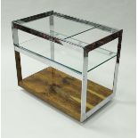 A Richard Young for Merrow Associates chrome framed bar cart or cocktail trolley with glass shelves