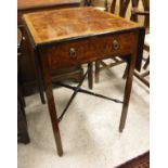 A 19th Century yew wood veneered and cross-banded drop-leaf Pembroke table with single end drawer