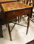 A 19th Century yew wood veneered and cross-banded drop-leaf Pembroke table with single end drawer