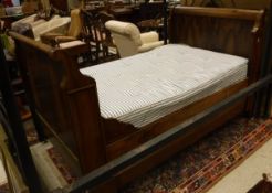 A 19th Century Continental walnut sleigh bed with mattress CONDITION REPORTS