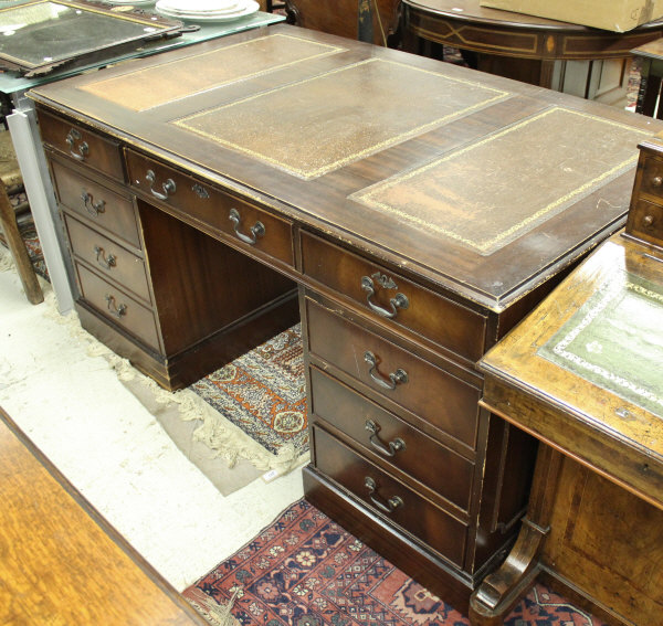 A mahogany twin pedestal partners desk, - Image 3 of 3