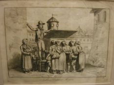 EARLY 19TH CENTURY ITALIAN SCHOOL "La Lanterna Magica" study of figures with a magic lantern and