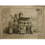 EARLY 19TH CENTURY ITALIAN SCHOOL "La Lanterna Magica" study of figures with a magic lantern and