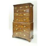 An 18th Century walnut bachelor chest on chest,