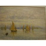 ARTHUR GEORGE BELL (1849-1916) "The fishing fleet off Concarneau", watercolour,