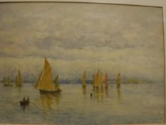 ARTHUR GEORGE BELL (1849-1916) "The fishing fleet off Concarneau", watercolour,
