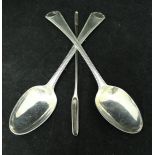 Two George III silver dessert spoons (by Thomas Northcote of London date mark rubbed), 2.