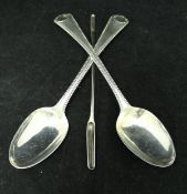 Two George III silver dessert spoons (by Thomas Northcote of London date mark rubbed), 2.