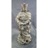 A Japanese carved treen ware figure of a warrior or temple guard,
