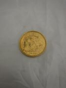 An Edwardian gold £5 coin 1902,