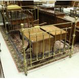 A circa 1900 brass three quarter bedstead