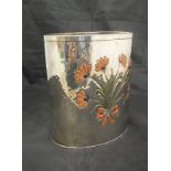 A white metal waste bin with enamel and cabouchon stone set floral decoration stamped 925 and 597