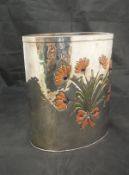 A white metal waste bin with enamel and cabouchon stone set floral decoration stamped 925 and 597