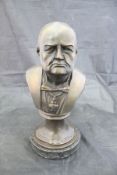 A bronze bust of Winston S Churchill