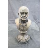 A bronze bust of Winston S Churchill