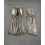 A set of six Victorian silver King's pattern with harebell decoration dessert spoons (by William