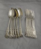 A set of six Victorian silver King's pattern with harebell decoration dessert spoons (by William